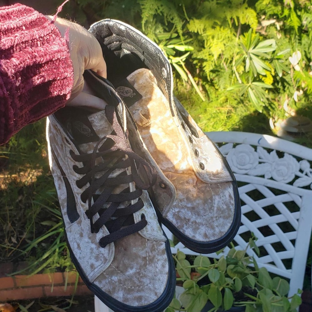 Shiny Gold Chenille Vans  Women's Size 8